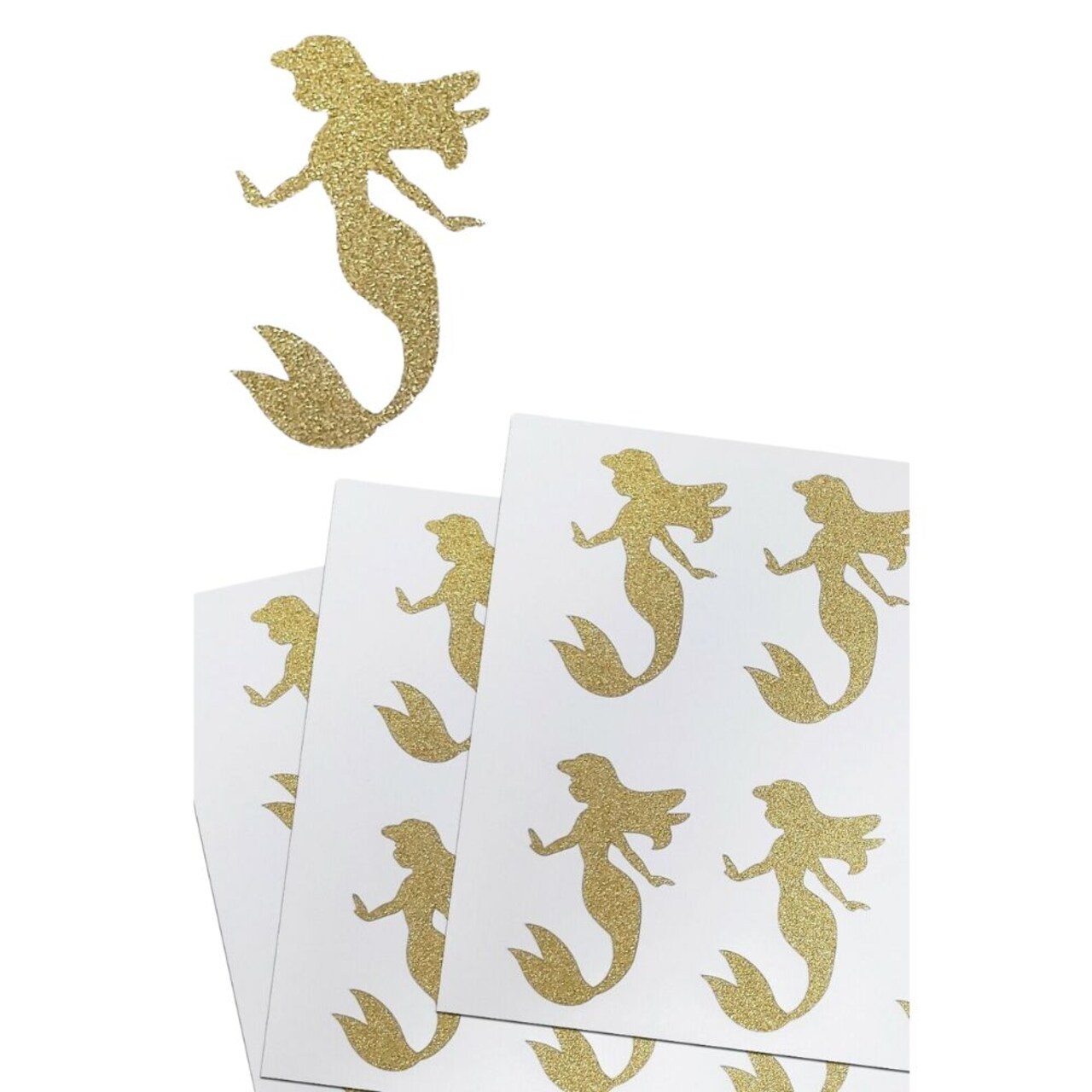 Glitter Mermaid Stickers Party Decorations and Envelope Seals, 2" 40 pack Gold Glitter
